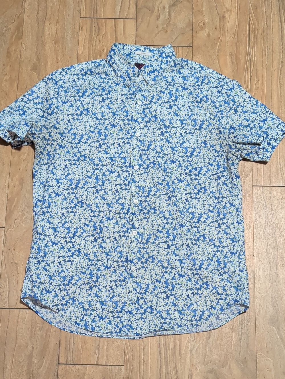 JCrew with Liberty Print Classic Blue and White Floral Short-Sleeve Button-Down